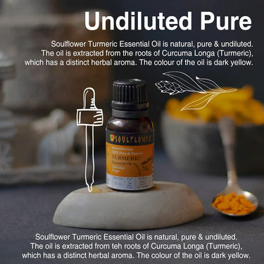 Soulflower Turmeric Essential Oil, 15ml | Skin Acne, Healthy Hair, Scalp, Aromatherapy | 100% Pure, Natural & Undiluted Premium Essential Oil